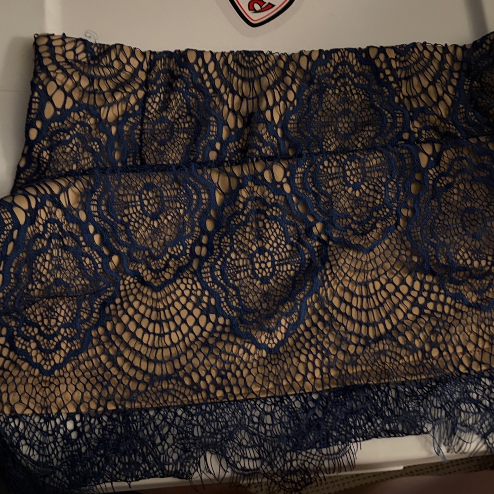 Windsor Navy Blue Lace Mini Skirt